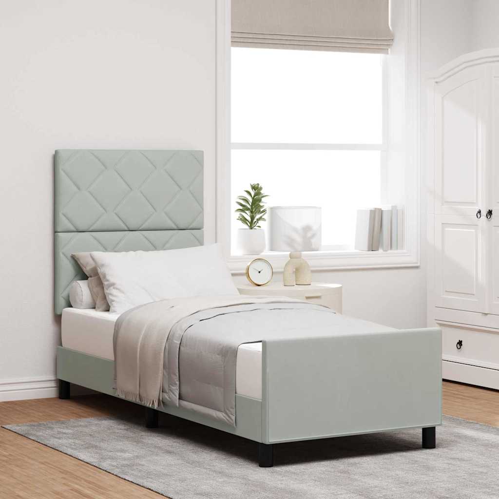 Box spring seng med hovedgærde Lysegrå 80 x 200 cm Fløjl