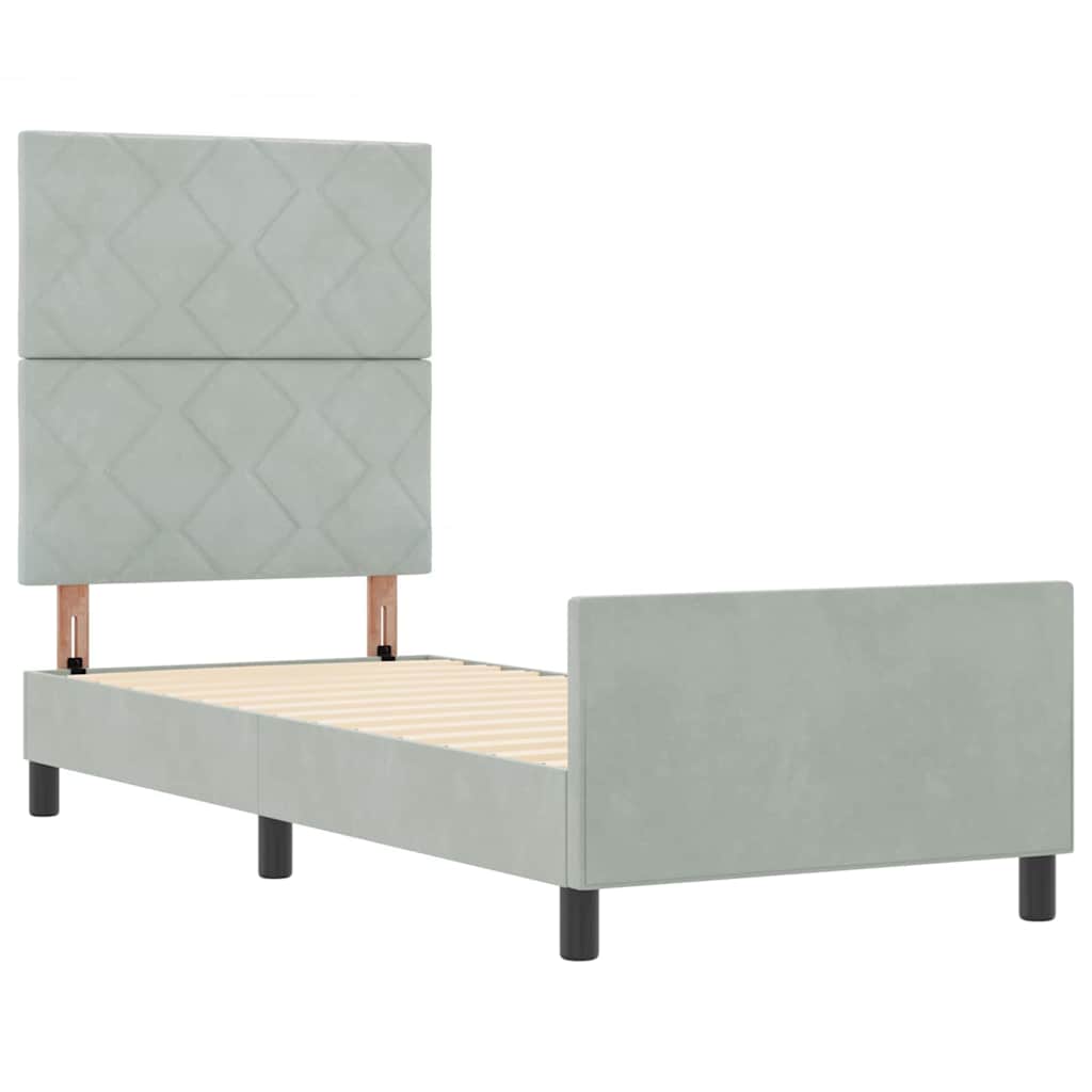 Box spring seng med hovedgærde Lysegrå 80 x 200 cm Fløjl
