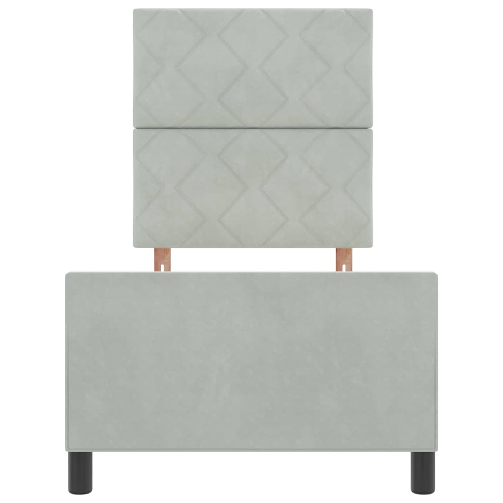 Box spring seng med hovedgærde Lysegrå 80 x 200 cm Fløjl