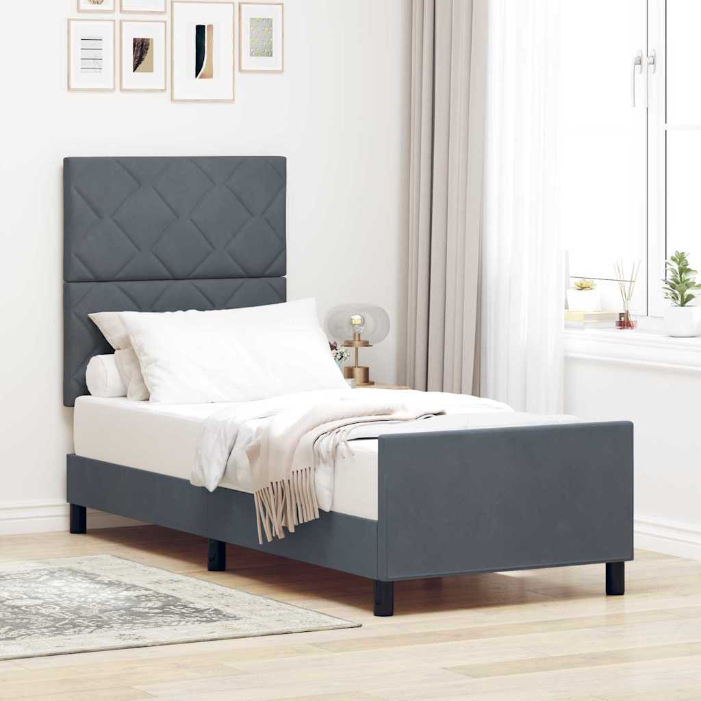 Box spring seng med hovedgærde Mørkegrå 80 x 200 cm Fløjl
