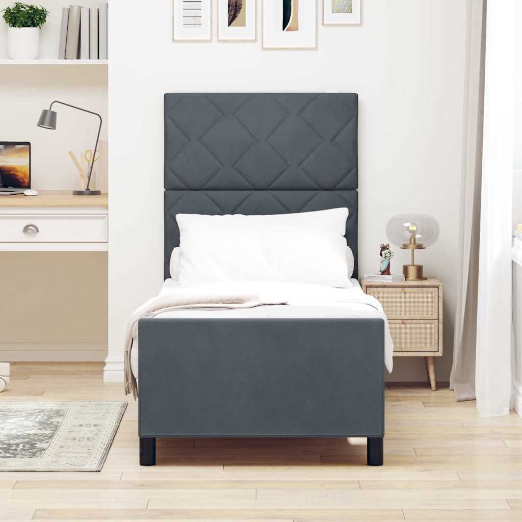 Box spring seng med hovedgærde Mørkegrå 80 x 200 cm Fløjl