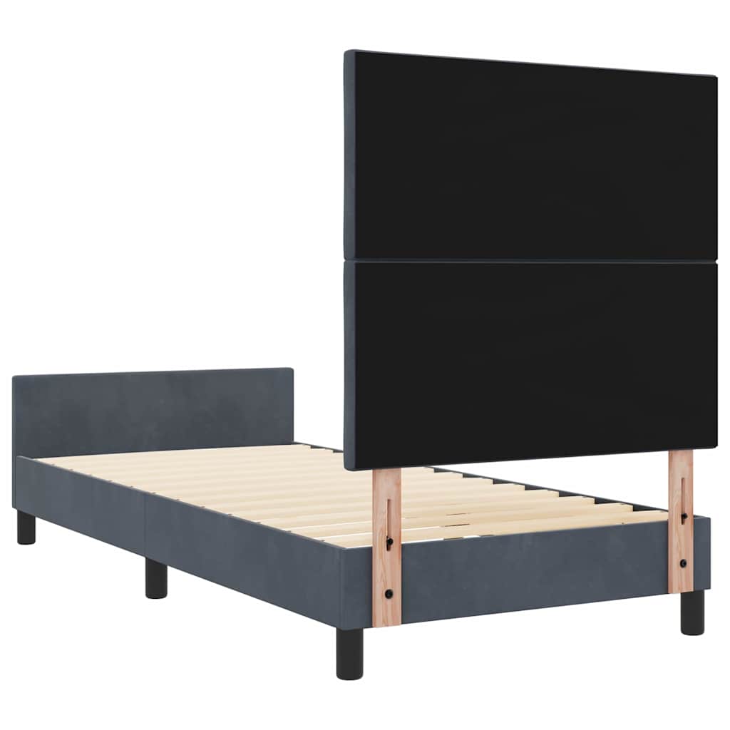 Box spring seng med hovedgærde Mørkegrå 90 x 190 cm Fløjl