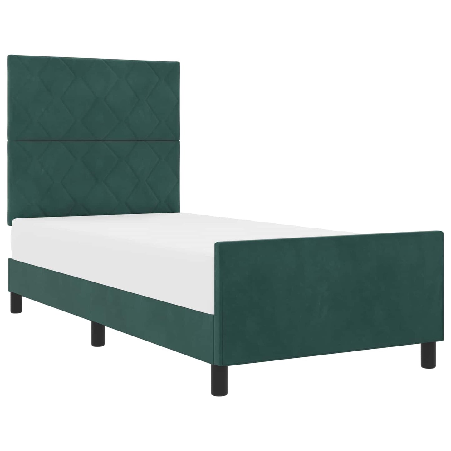 Box spring seng med hovedgærde Mørkegrøn 90 x 190 cm Fløjl