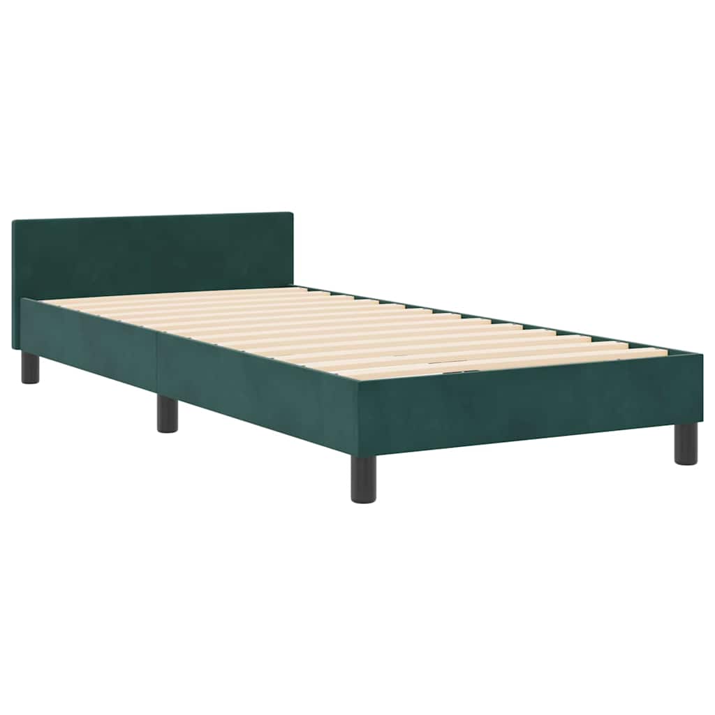 Box spring seng med hovedgærde Mørkegrøn 90 x 190 cm Fløjl