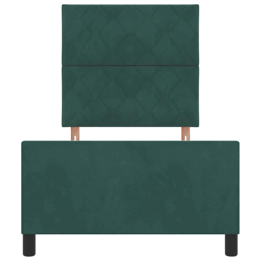 Box spring seng med hovedgærde Mørkegrøn 90 x 190 cm Fløjl