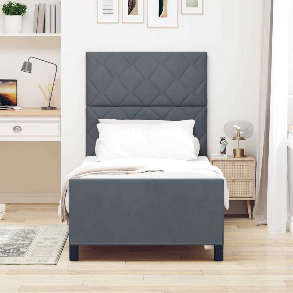 Box spring seng med hovedgærde Mørkegrå 90 x 200 cm Fløjl