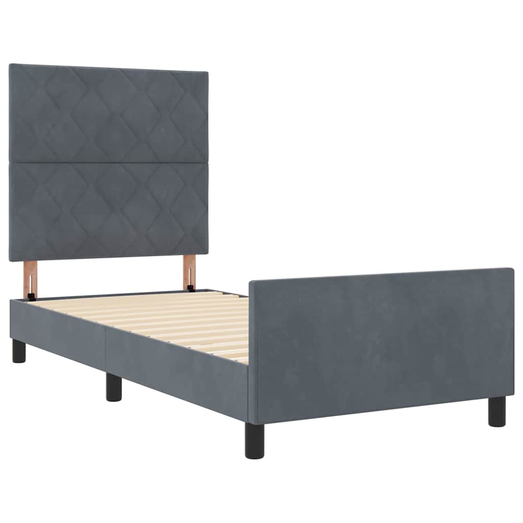 Box spring seng med hovedgærde Mørkegrå 90 x 200 cm Fløjl