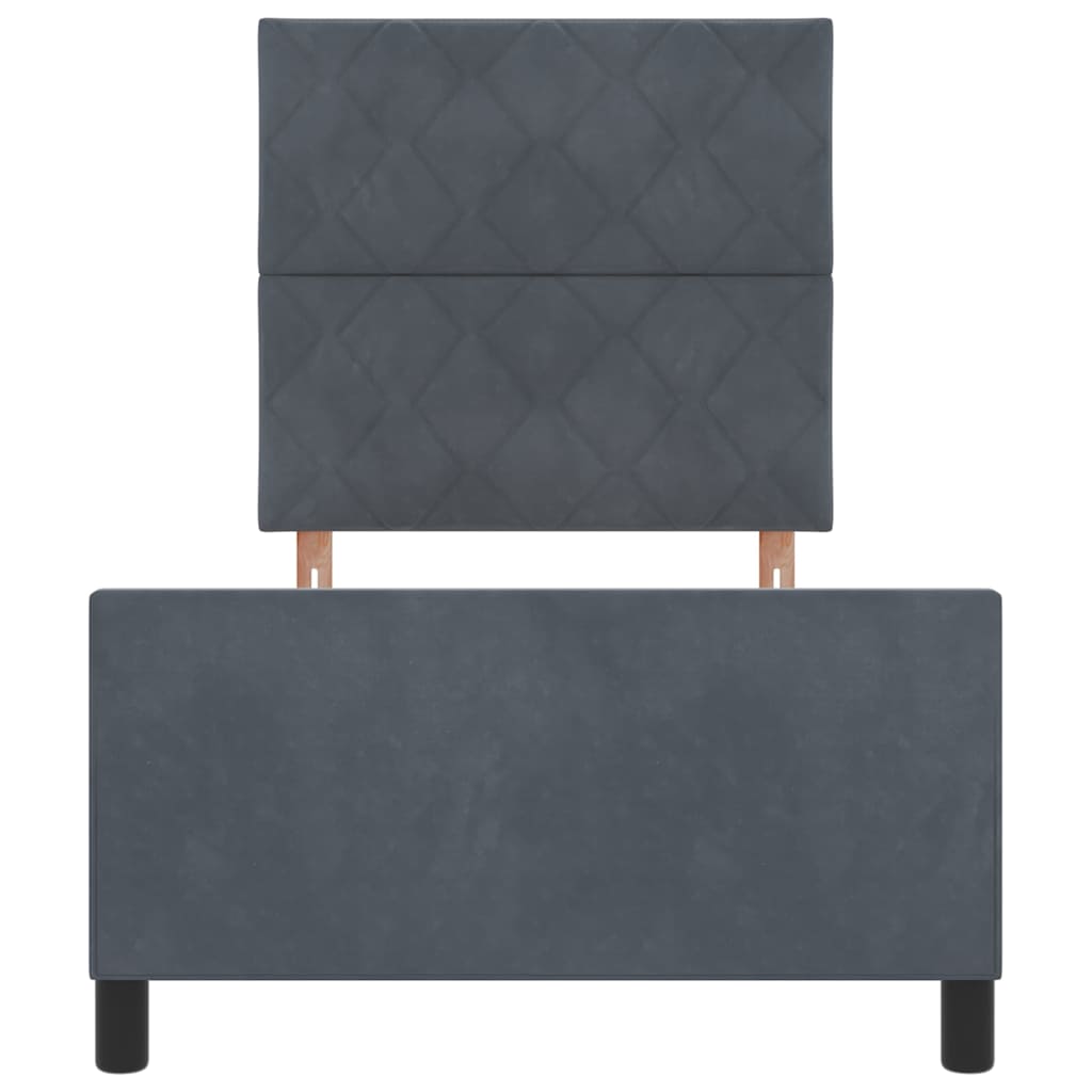 Box spring seng med hovedgærde Mørkegrå 90 x 200 cm Fløjl