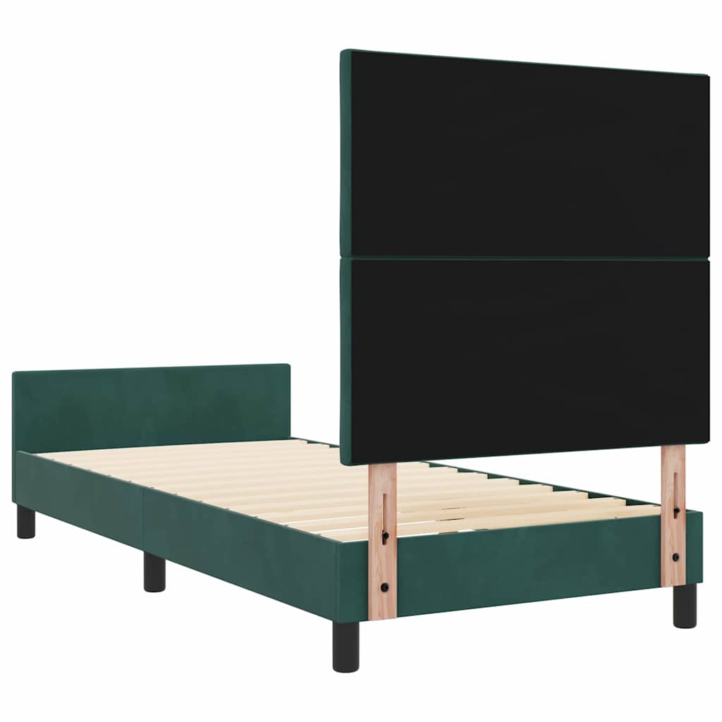 Box spring seng med hovedgærde Mørkegrøn 90 x 200 cm Fløjl