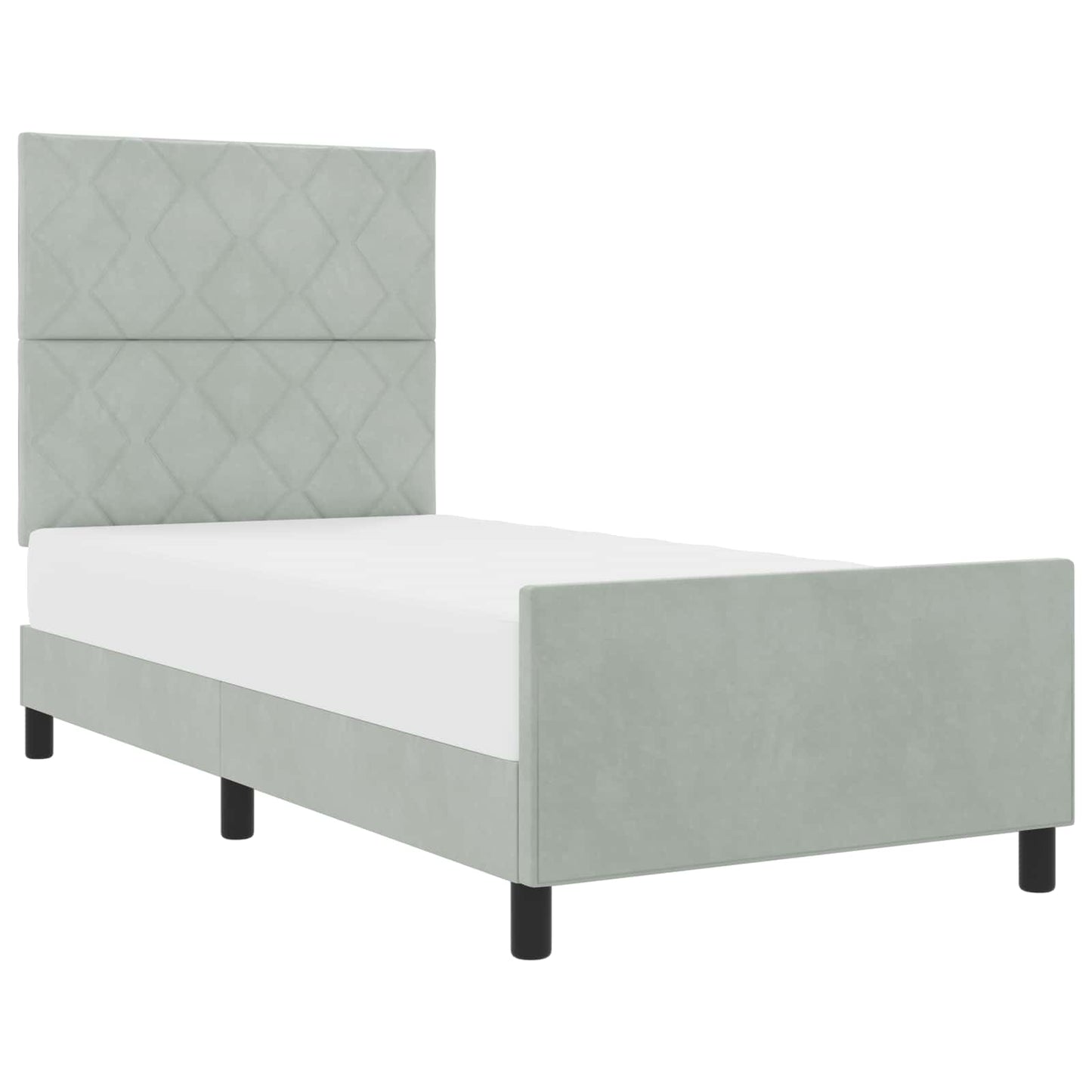 Box spring seng med hovedgærde Lysegrå 100 x 200 cm Fløjl