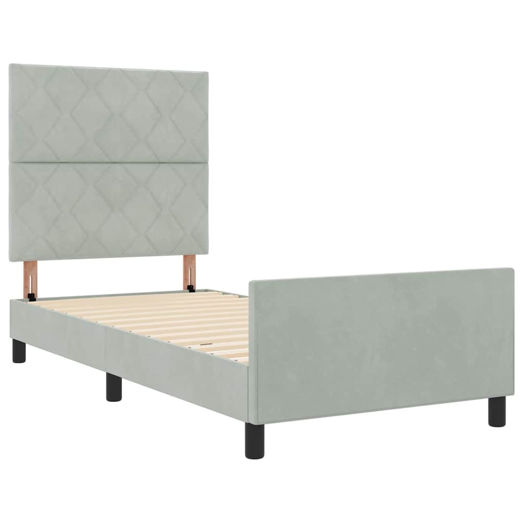 Box spring seng med hovedgærde Lysegrå 100 x 200 cm Fløjl