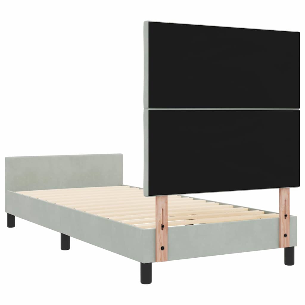 Box spring seng med hovedgærde Lysegrå 100 x 200 cm Fløjl