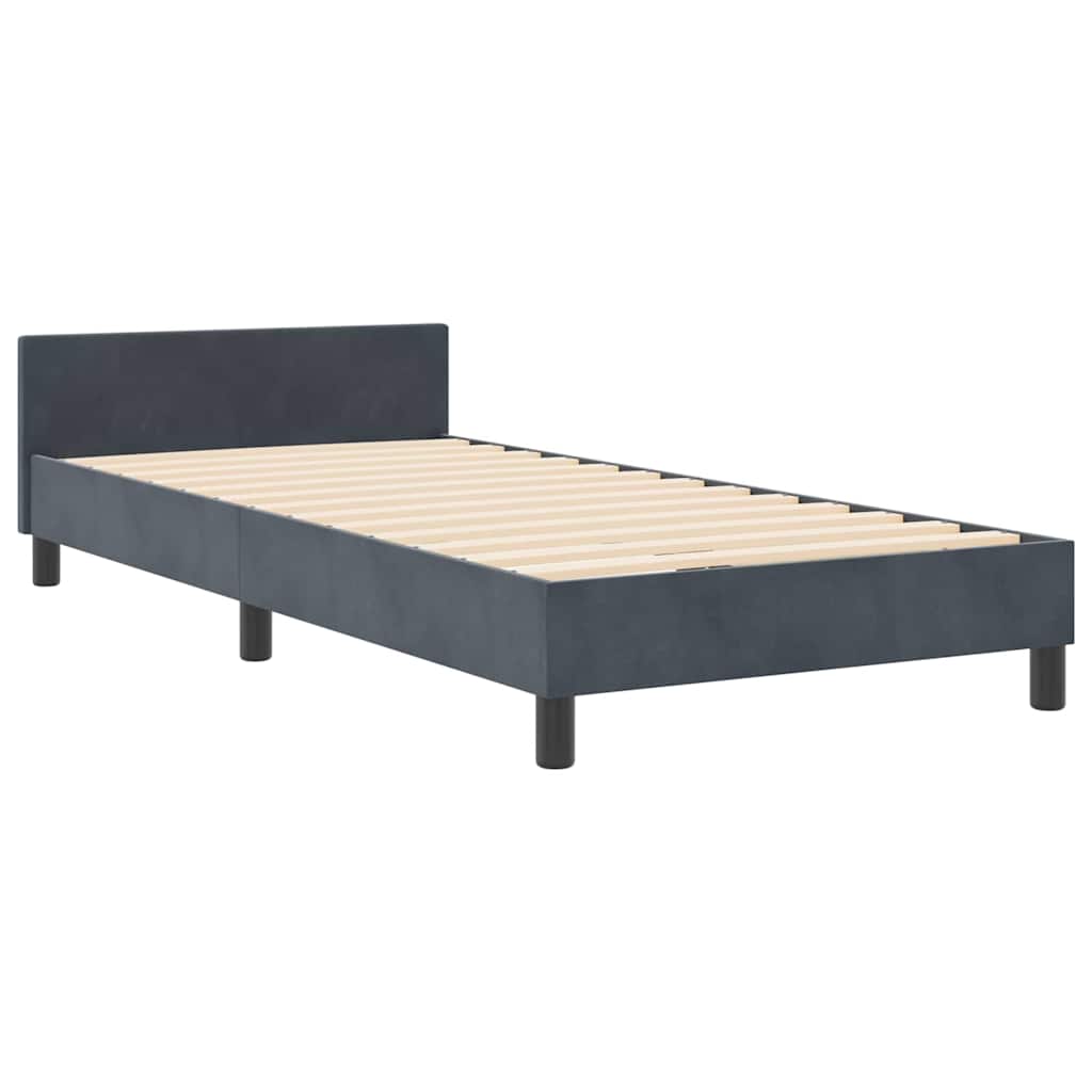 Box spring seng med hovedgærde Mørkegrå 100 x 200 cm Fløjl
