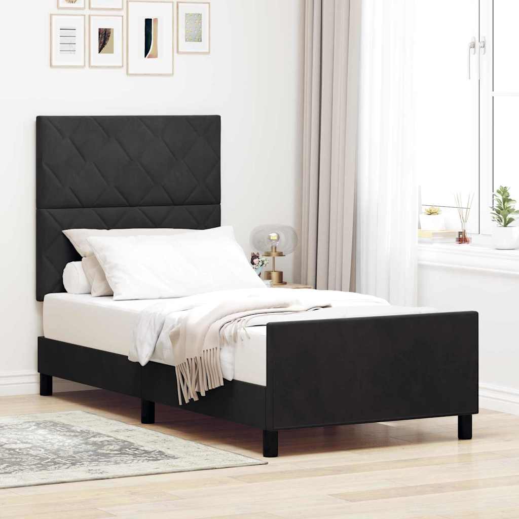 Box spring seng med hovedgærde Sort 100 x 200 cm Fløjl