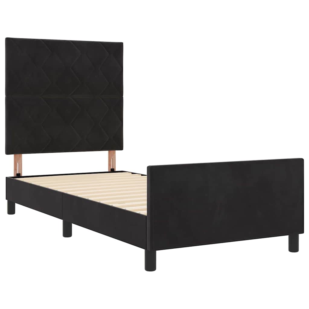 Box spring seng med hovedgærde Sort 100 x 200 cm Fløjl