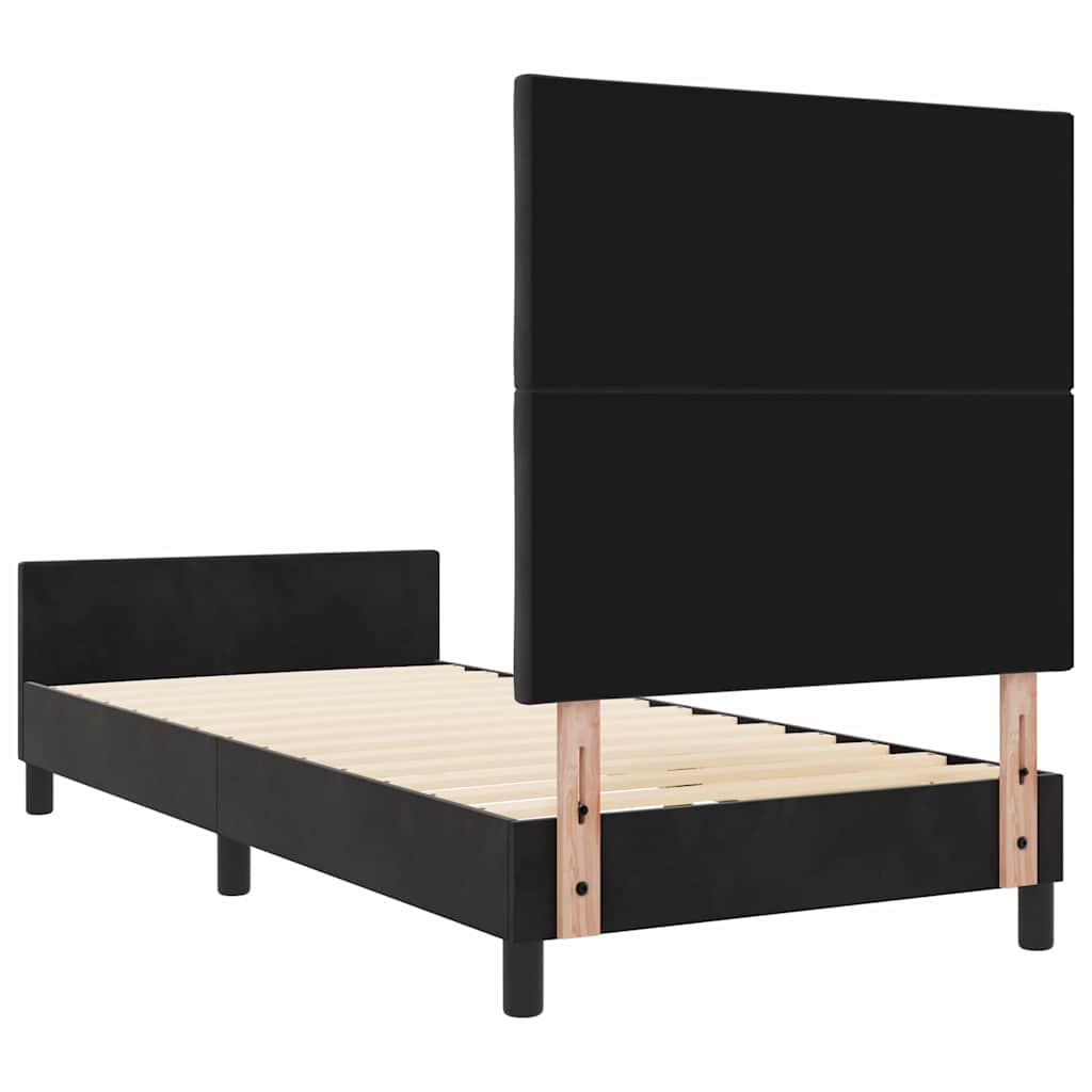 Box spring seng med hovedgærde Sort 100 x 200 cm Fløjl