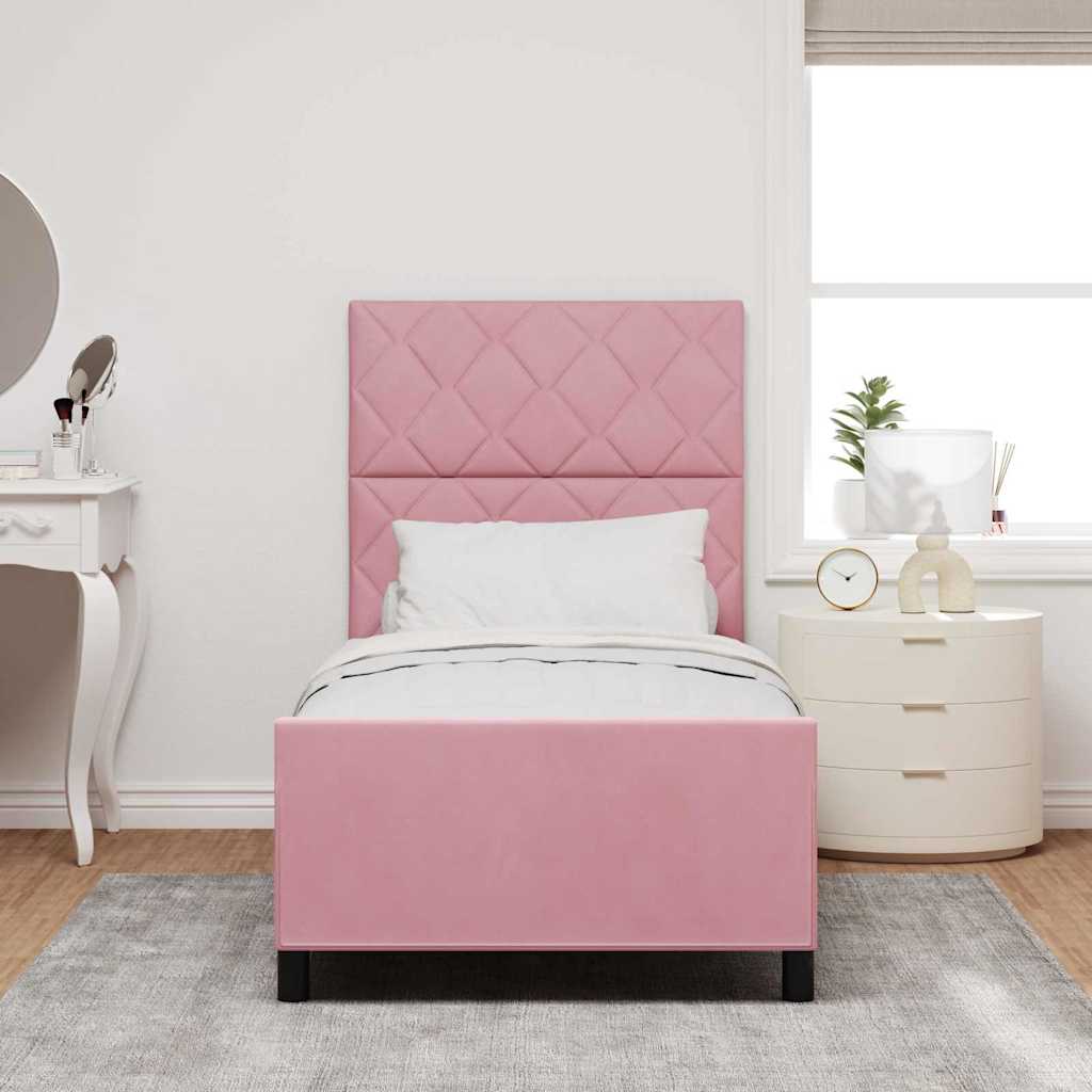 Box spring seng med hovedgærde Lyserød 100 x 200 cm Fløjl
