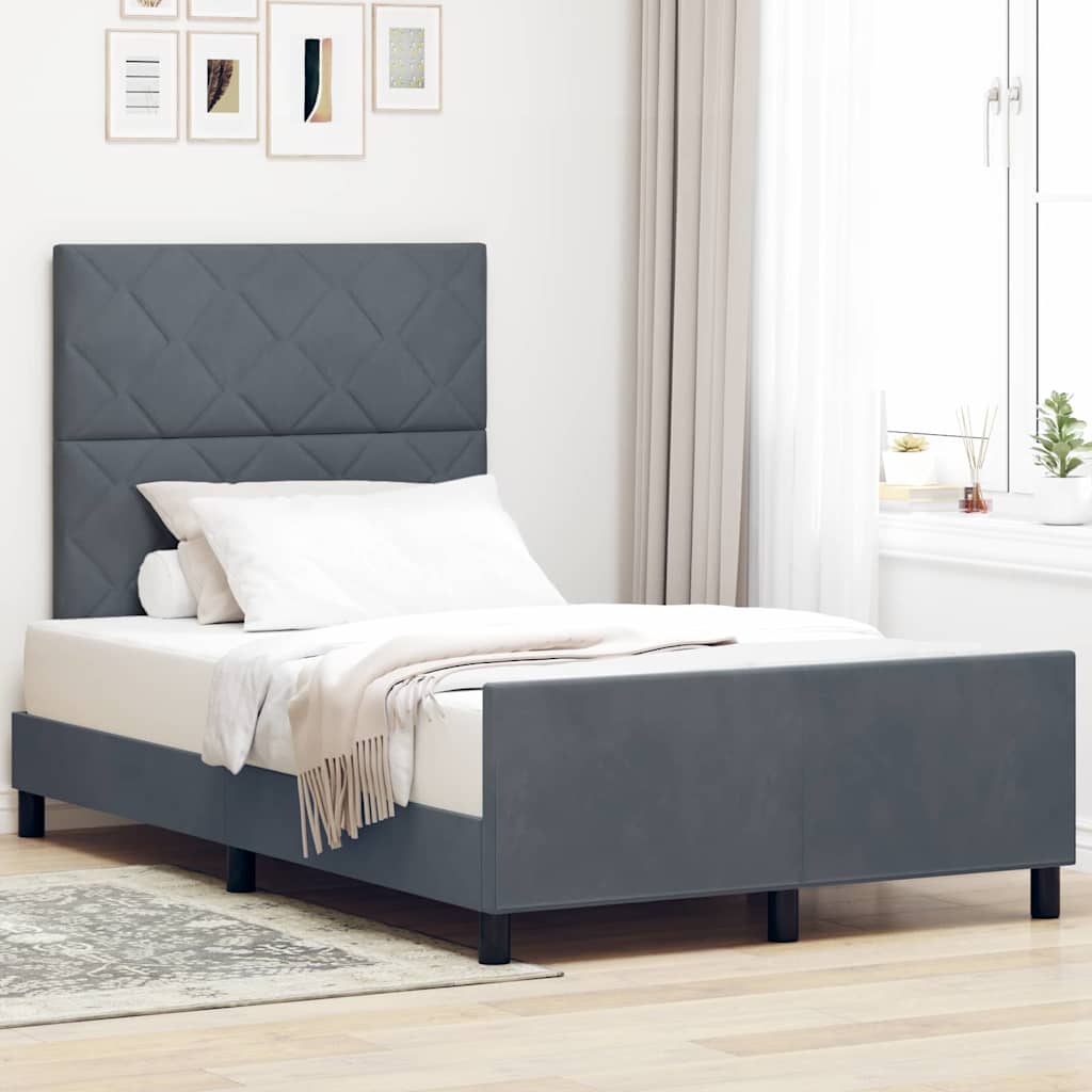Box spring seng med hovedgærde Mørkegrå 120 x 190 cm Fløjl