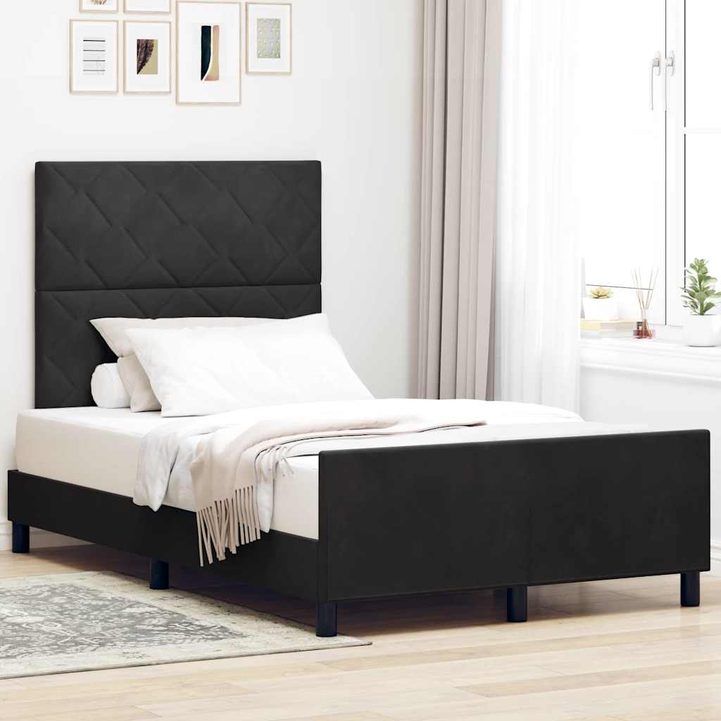 Box spring seng med hovedgærde Sort 120 x 190 cm Fløjl