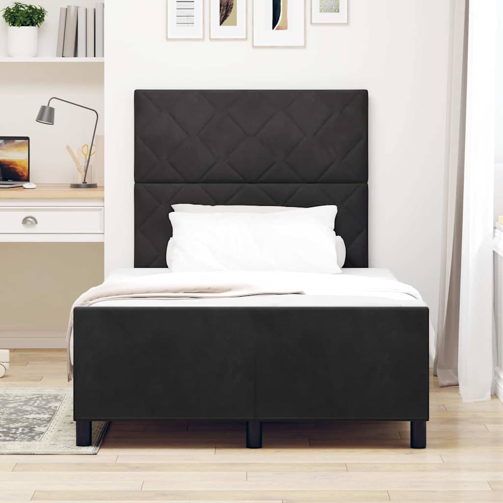 Box spring seng med hovedgærde Sort 120 x 190 cm Fløjl