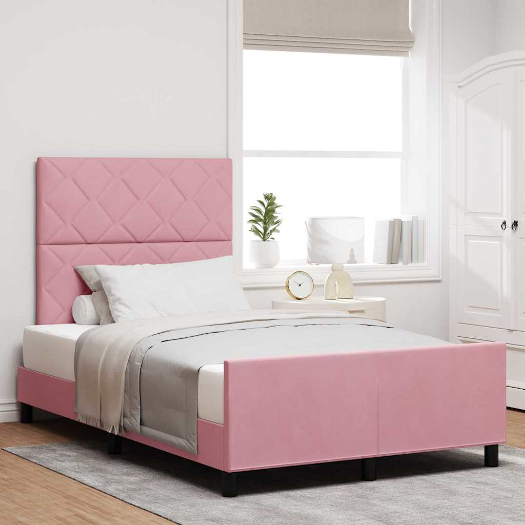 Box spring seng med hovedgærde Lyserød 120 x 190 cm Fløjl