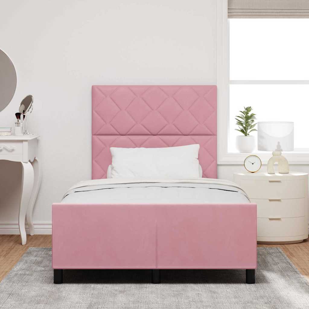 Box spring seng med hovedgærde Lyserød 120 x 190 cm Fløjl