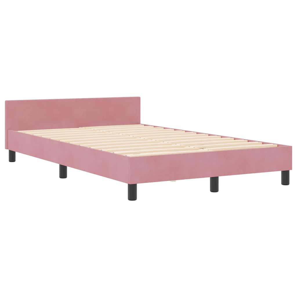Box spring seng med hovedgærde Lyserød 120 x 190 cm Fløjl