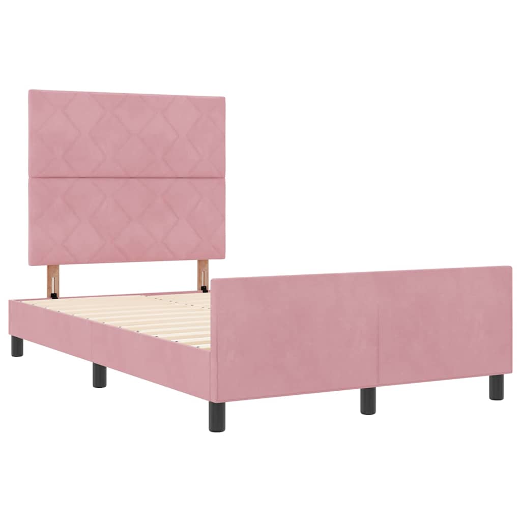 Box spring seng med hovedgærde Lyserød 120 x 190 cm Fløjl