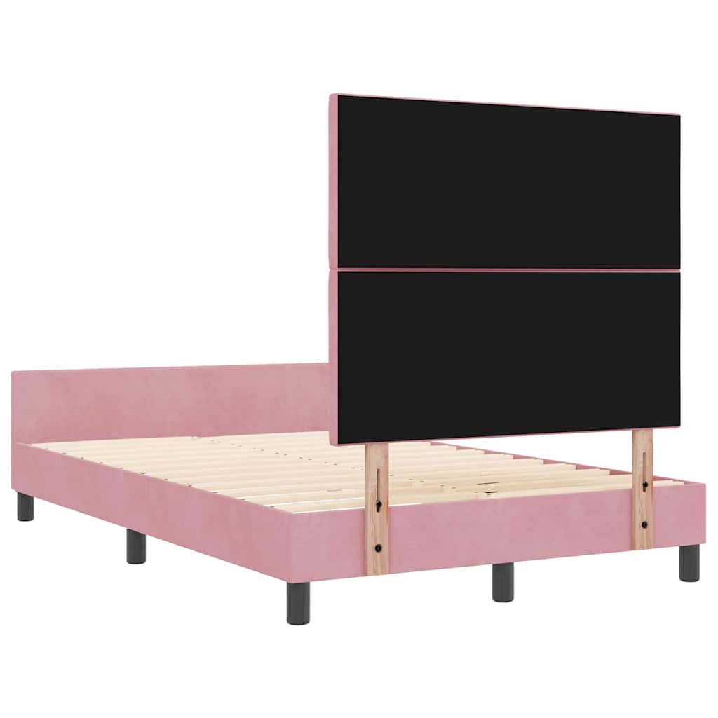 Box spring seng med hovedgærde Lyserød 120 x 190 cm Fløjl
