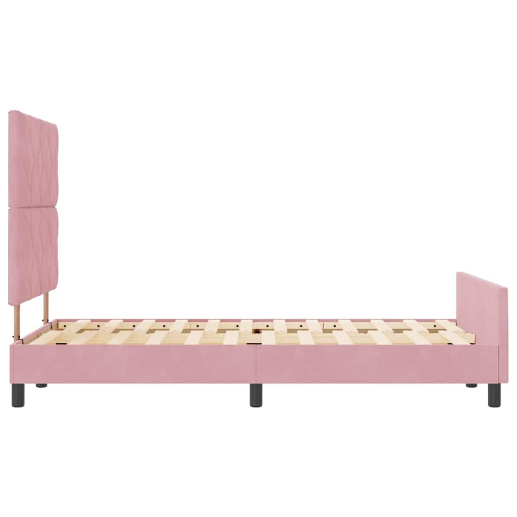 Box spring seng med hovedgærde Lyserød 120 x 190 cm Fløjl