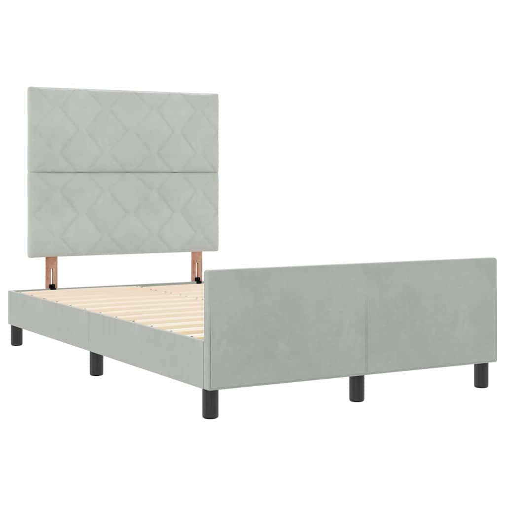 Box spring seng med hovedgærde Lysegrå 120 x 200 cm Fløjl