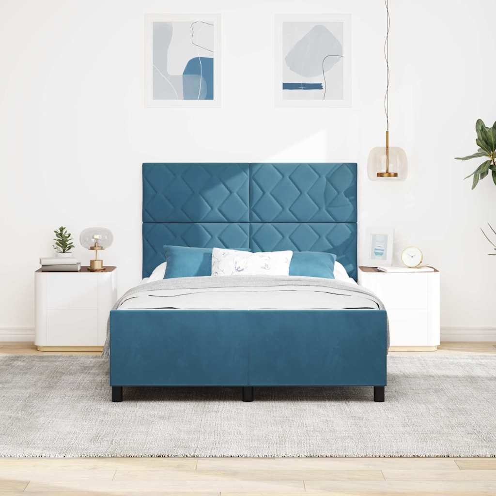 Box spring seng med hovedgærde Mørk blå 140 x 190 cm Fløjl