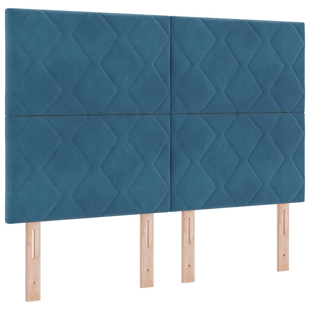 Box spring seng med hovedgærde Mørk blå 140 x 190 cm Fløjl