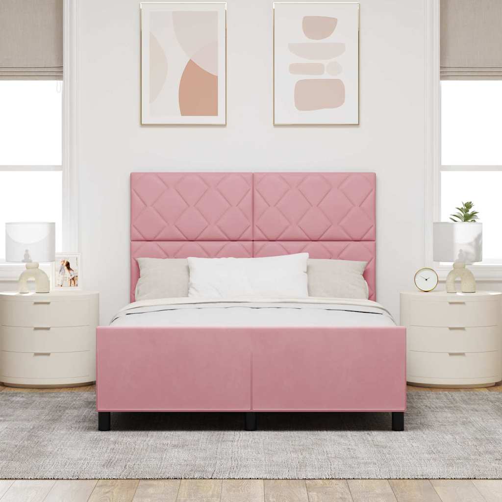 Box spring seng med hovedgærde Lyserød 140 x 190 cm Fløjl