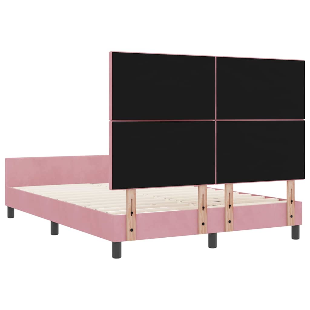 Box spring seng med hovedgærde Lyserød 140 x 190 cm Fløjl