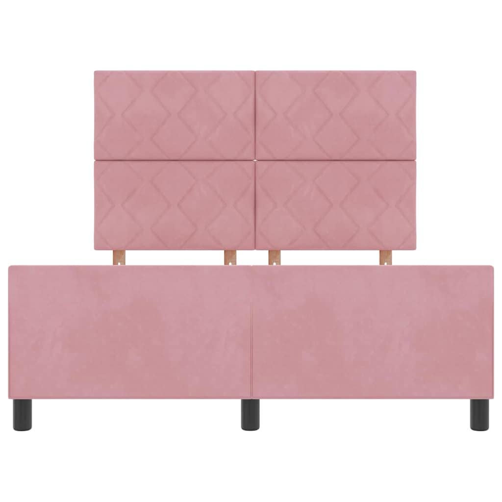 Box spring seng med hovedgærde Lyserød 140 x 190 cm Fløjl