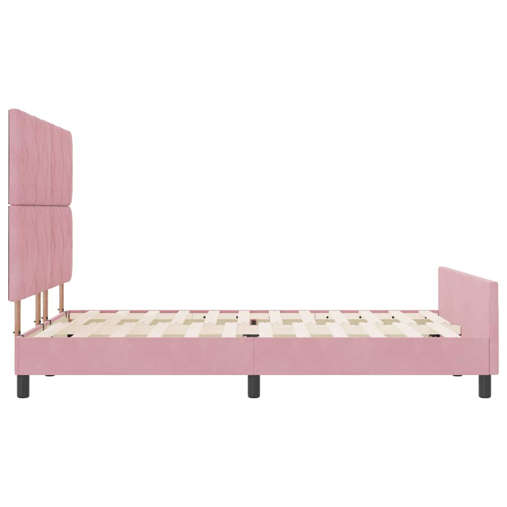 Box spring seng med hovedgærde Lyserød 140 x 190 cm Fløjl
