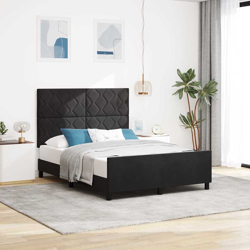 Box spring seng med hovedgærde Sort 140 x 200 cm Fløjl