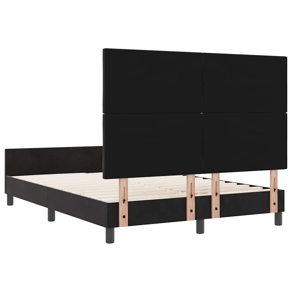 Box spring seng med hovedgærde Sort 140 x 200 cm Fløjl