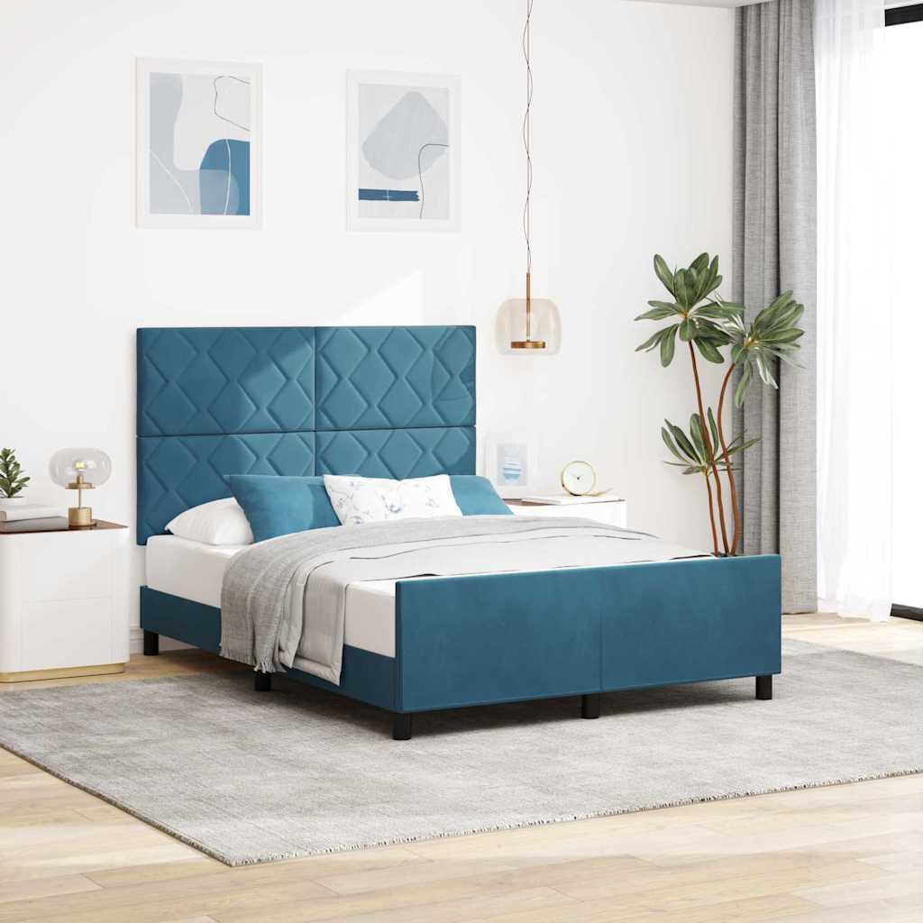 Box spring seng med hovedgærde Mørk blå 140 x 200 cm Fløjl