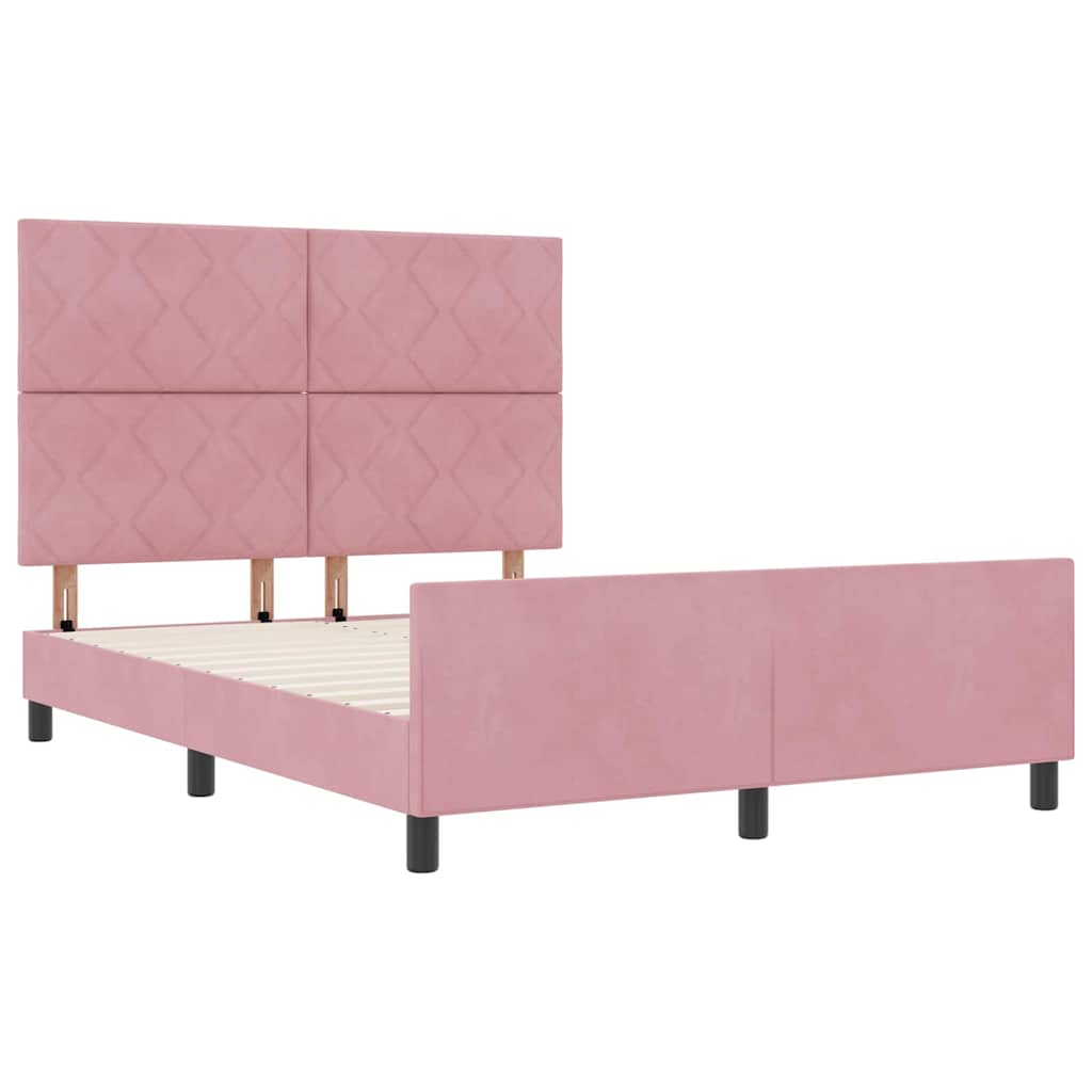 Box spring seng med hovedgærde Lyserød 140 x 200 cm Fløjl