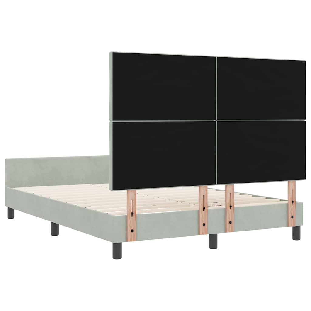Box spring seng med hovedgærde Lysegrå 160 x 200 cm Fløjl