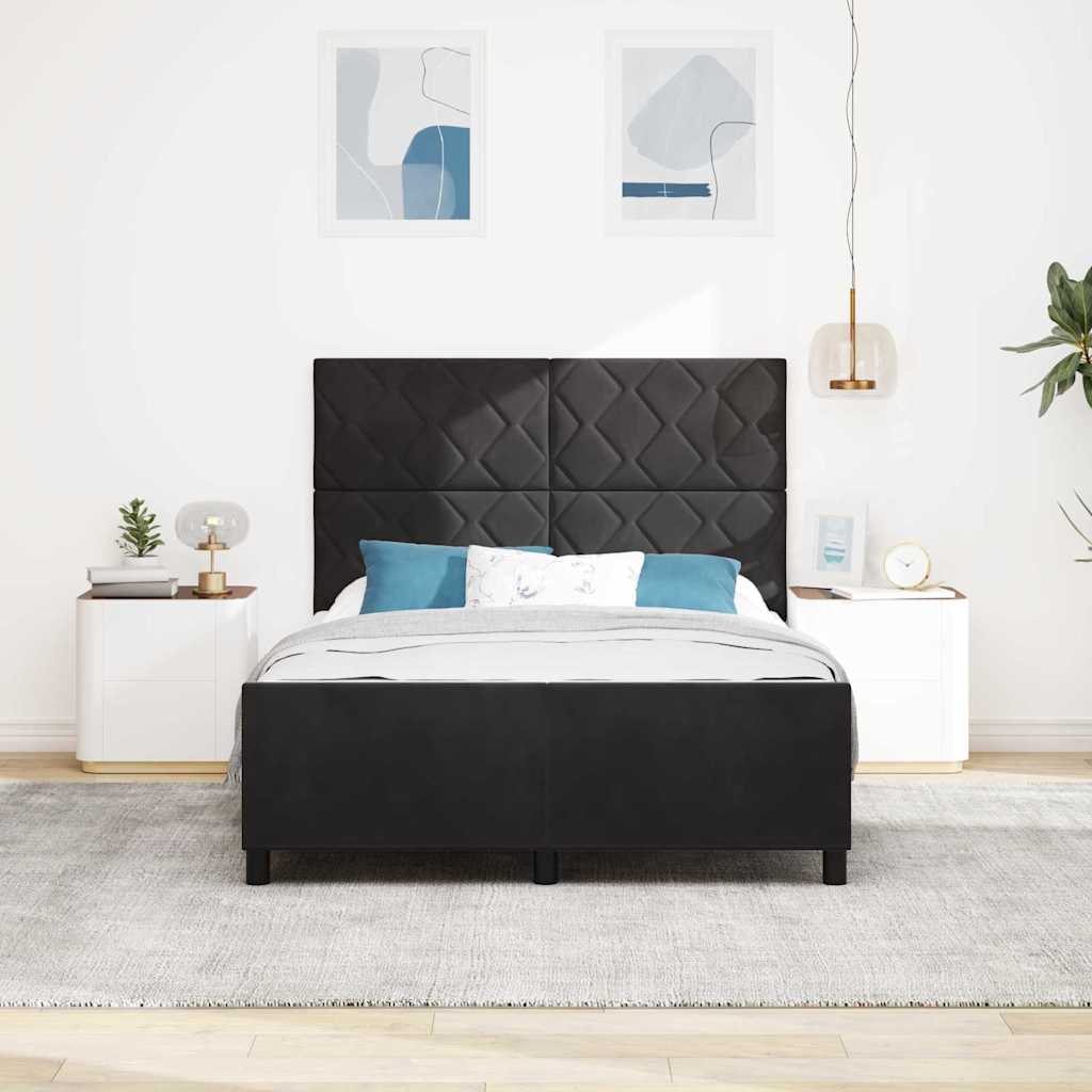Box spring seng med hovedgærde Sort 160 x 200 cm Fløjl