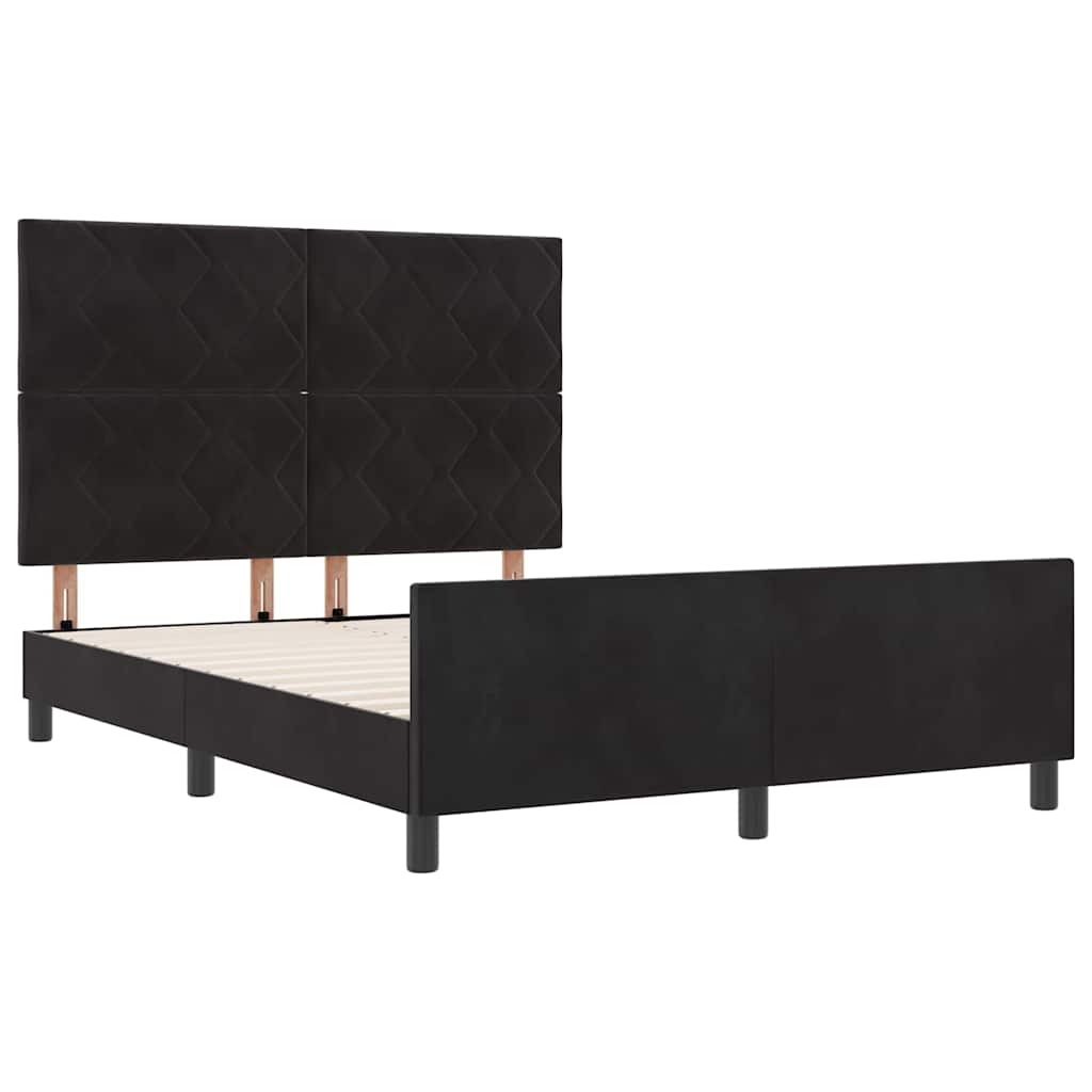 Box spring seng med hovedgærde Sort 160 x 200 cm Fløjl