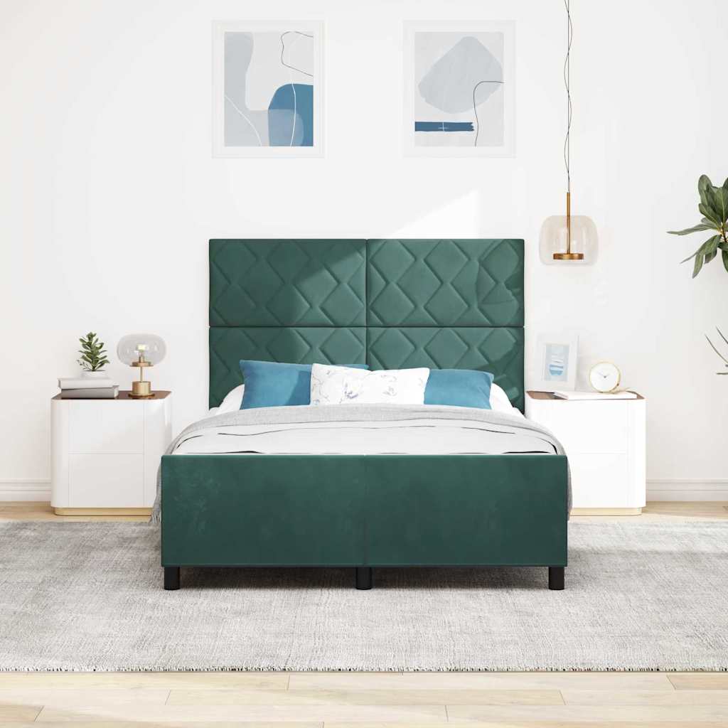 Box spring seng med hovedgærde Mørkegrøn 160 x 200 cm Fløjl
