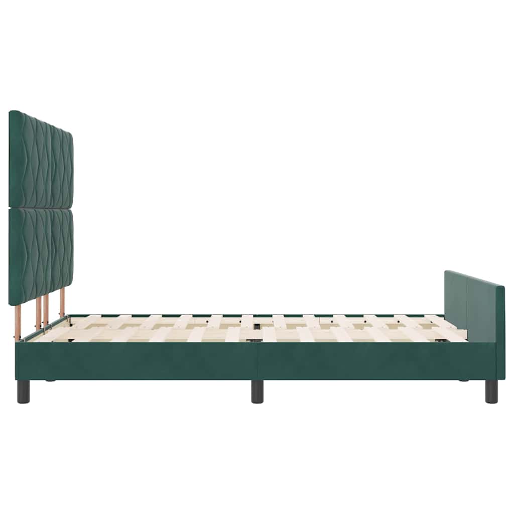 Box spring seng med hovedgærde Mørkegrøn 160 x 200 cm Fløjl