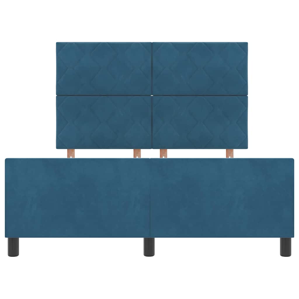 Box spring seng med hovedgærde Mørk blå 160 x 200 cm Fløjl