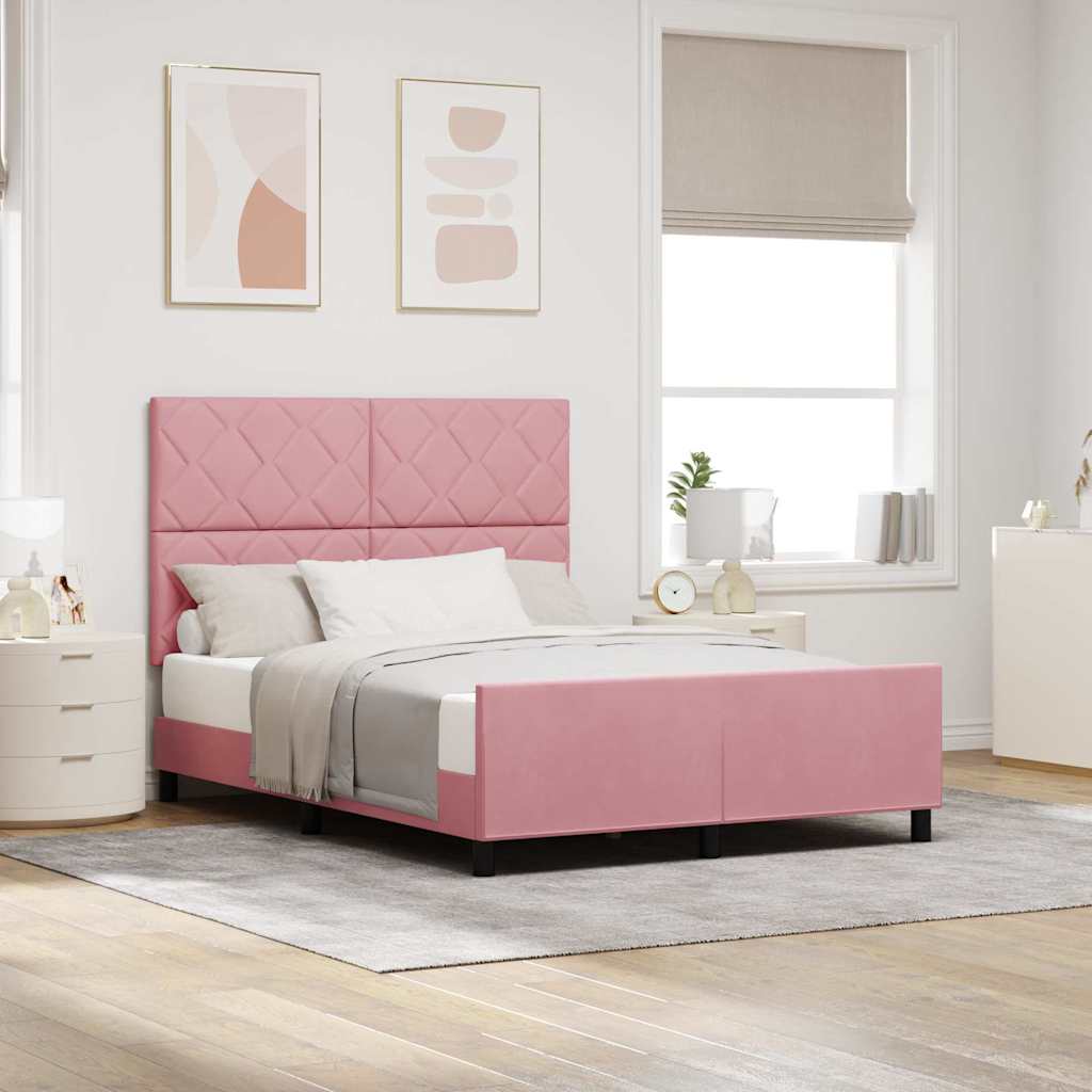 Box spring seng med hovedgærde Lyserød 160 x 200 cm Fløjl