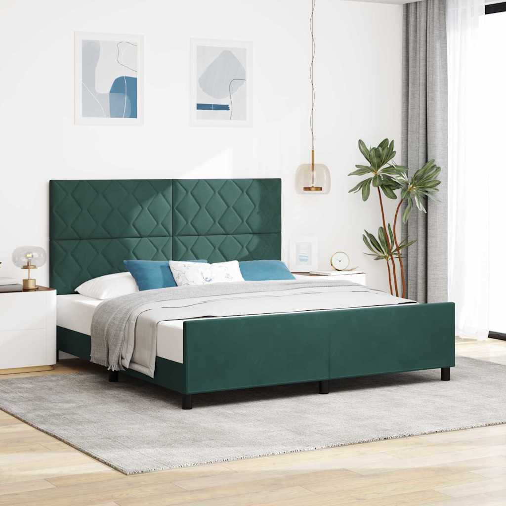 Box spring seng med hovedgærde Mørkegrøn 180 x 200 cm Fløjl