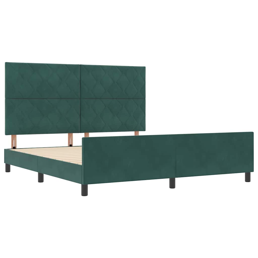 Box spring seng med hovedgærde Mørkegrøn 180 x 200 cm Fløjl